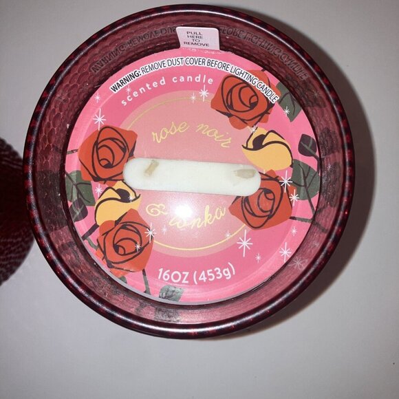 Rose Noir & Tonka Red Detailed Glass Candle Set Of 2 16oz Each Candle - Picture 2 of 5